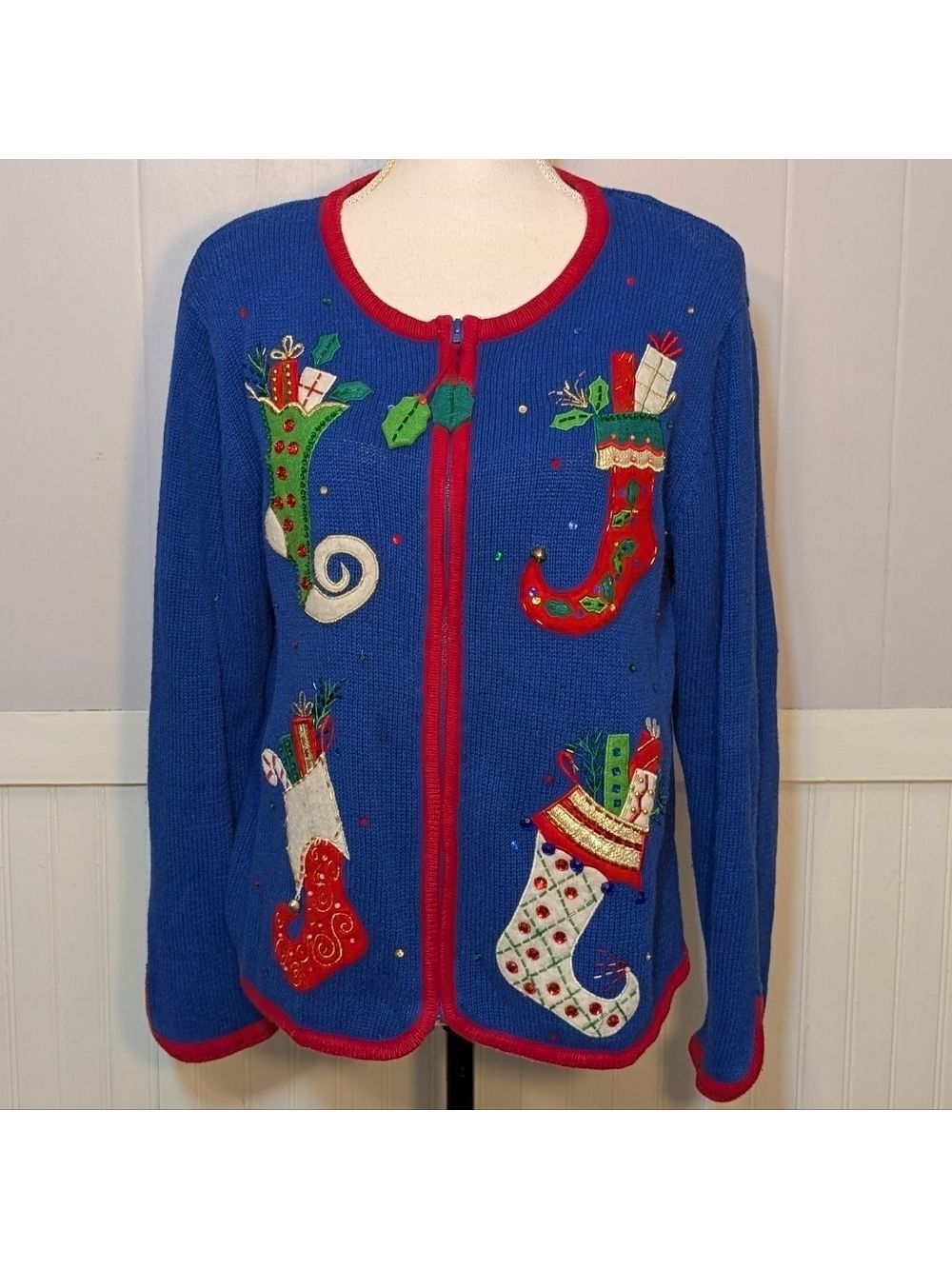 Vintage TIARA Embellished Holiday Cardigan Sweater